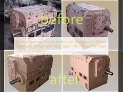 กระปุกเกียร์เครื่องอัดรีดสกรูคู่โครงสร้างที่เหมาะสม พร้อมความเร็วเอาต์พุต 300-900 รอบต่อนาที และความเร็วอินพุต 750-1750 รอบต่อนาที สำหรับการใช้งานแรงบิดสูง